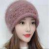Winter New Double-layer Knitted Hollow Flower Squirrel Velvet Warm Small Crimping Stack Ear Protector Bag Head Women's Hat