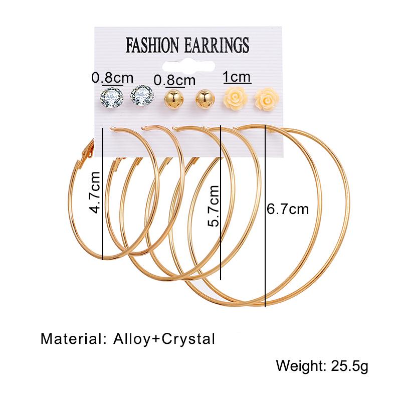 Набор круглых сережек в форме геометрического сердца Набор сережек в стиле ретро