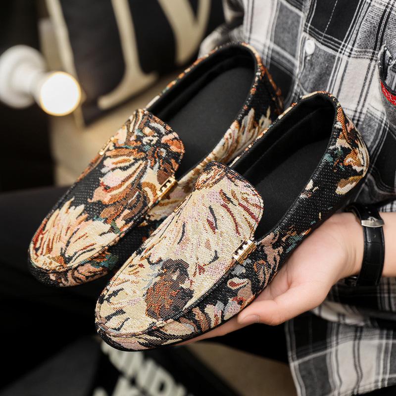 Модная мужская обувь, дышащая парусиновая мужская повседневная обувь, модная весенняя нескользящая обувь для вождения, плоские мокасины с рисунком медведя из мультфильма