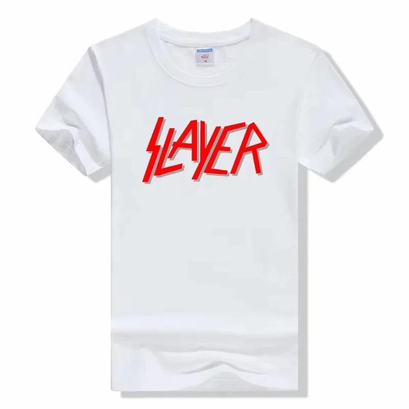 Metal Band TShirt Slayer Printed Fashion Streetwear Crew Neck Short Sleeve Tee Cotton Rock Tops High Quality Unisex