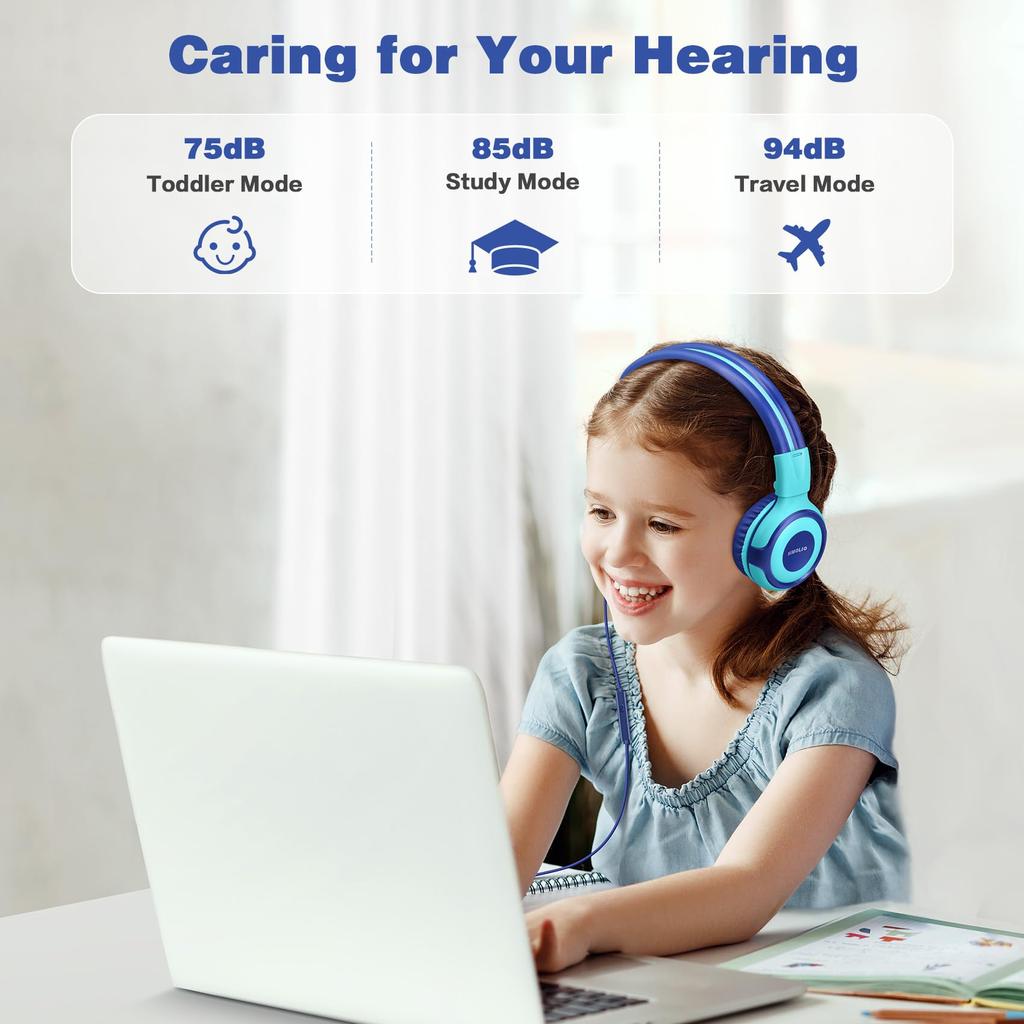 SIMOLIO Headphones Shared Port Microphone with Volume Limit for Wired Headphones with Stereo Plug for Switch Carry Pouch 902M Children's
