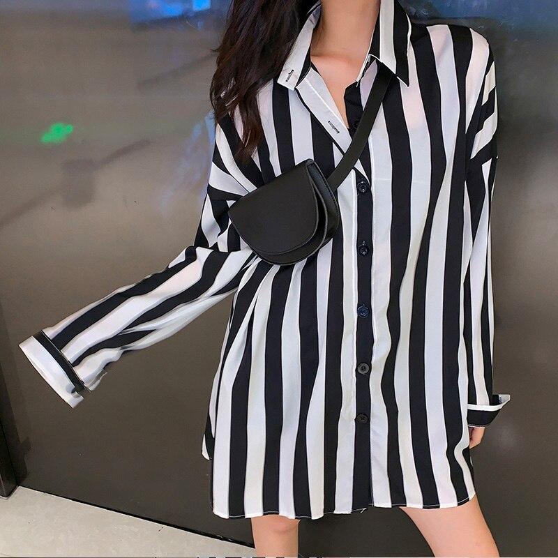RUGOD Осенние новые свободные полосатые рубашки с длинными рукавами, женские топы