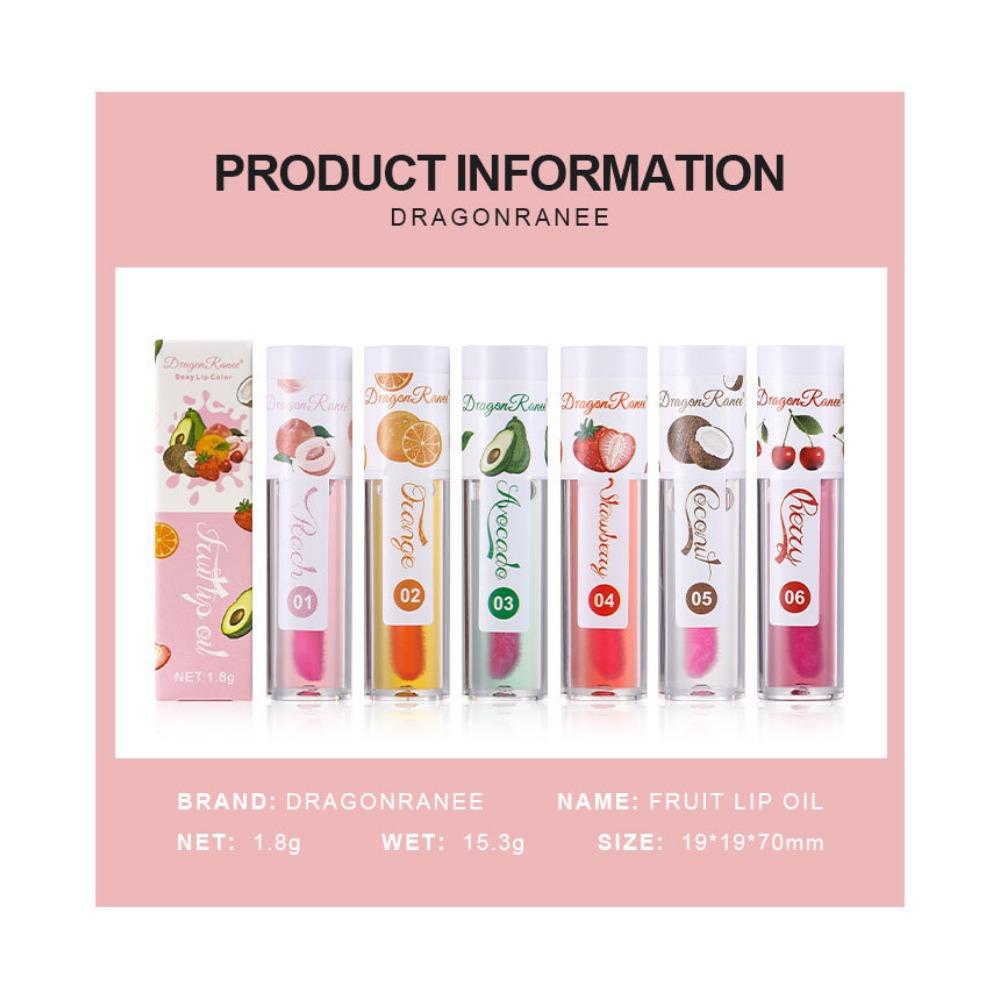 Dragon Ranee Temperature -changing Lip Oil Moisturizing, Moisturizing Lip Glaze Color Changing Lip Essence Oil Lip Fruit Strawberry Powder Lip Oil
