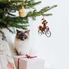 Украшения для рождественской елки, реалистичный щенок, едущий на велосипеде, подвеска, 2D, плоская, с двойной печатью, акриловое подвесное украшение для елки, домашний декор