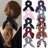 Fashion Vintage Solid Chiffon Velvet Bow Hair Ribbon Scrunchie for Women Girls Long Elastic Hair Tie Headwear Hair Accessories