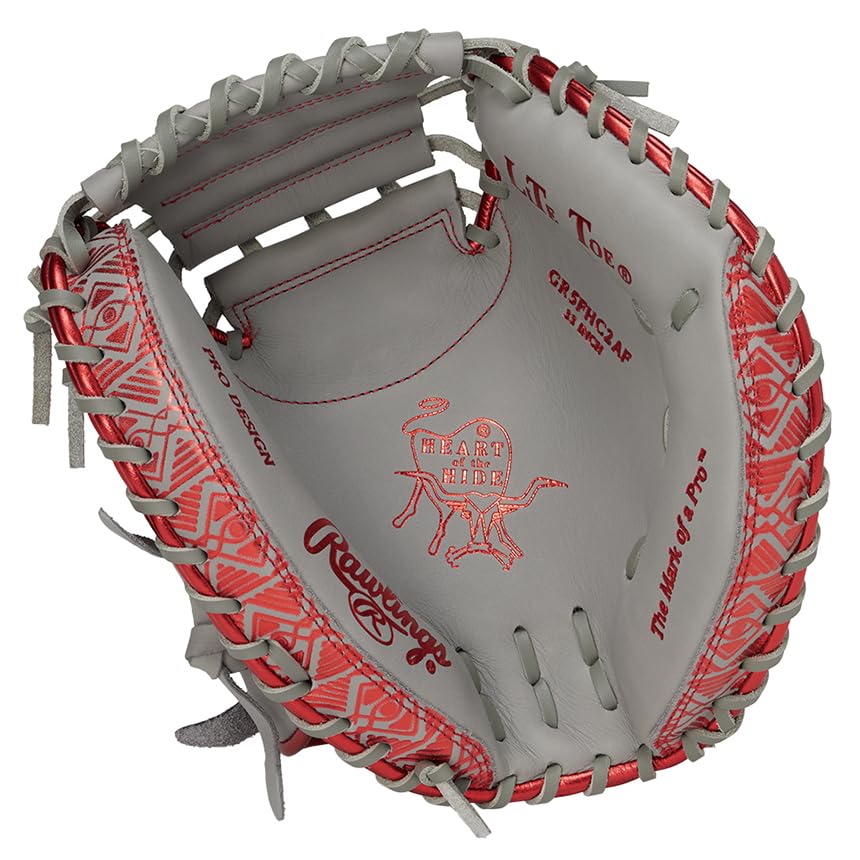 Rawlings CLOUD METAL GR5FHC2AF Baseball 33 Throw HOH® Glove, Soft, Catcher's, Gray/Scarlet, inches, Right-Handed