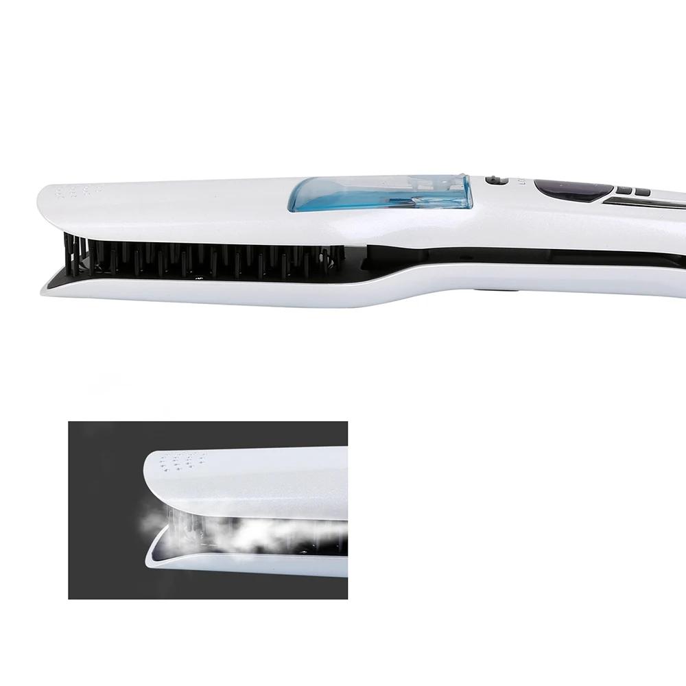 Hair Flat Iron LCD Hair Steam Straightener Brush Electric Dry & Wet Hair Iron Steam Straighten Comb Styling Tool
