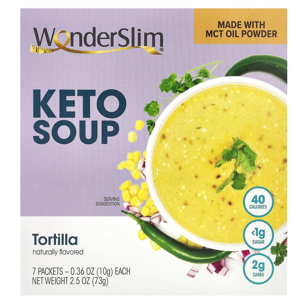 WonderSlim, Keto Soup, Tortillas, 7 packs, 0.36 oz (10 g) each