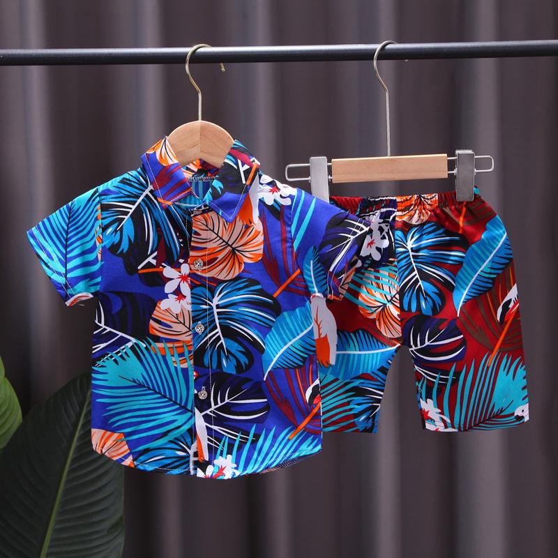 Комплекты из 2 предметов для мальчиков от 0 до 4 лет: комплекты с гавайскими шортами, рубашка на пуговицах с короткими рукавами и шорты
