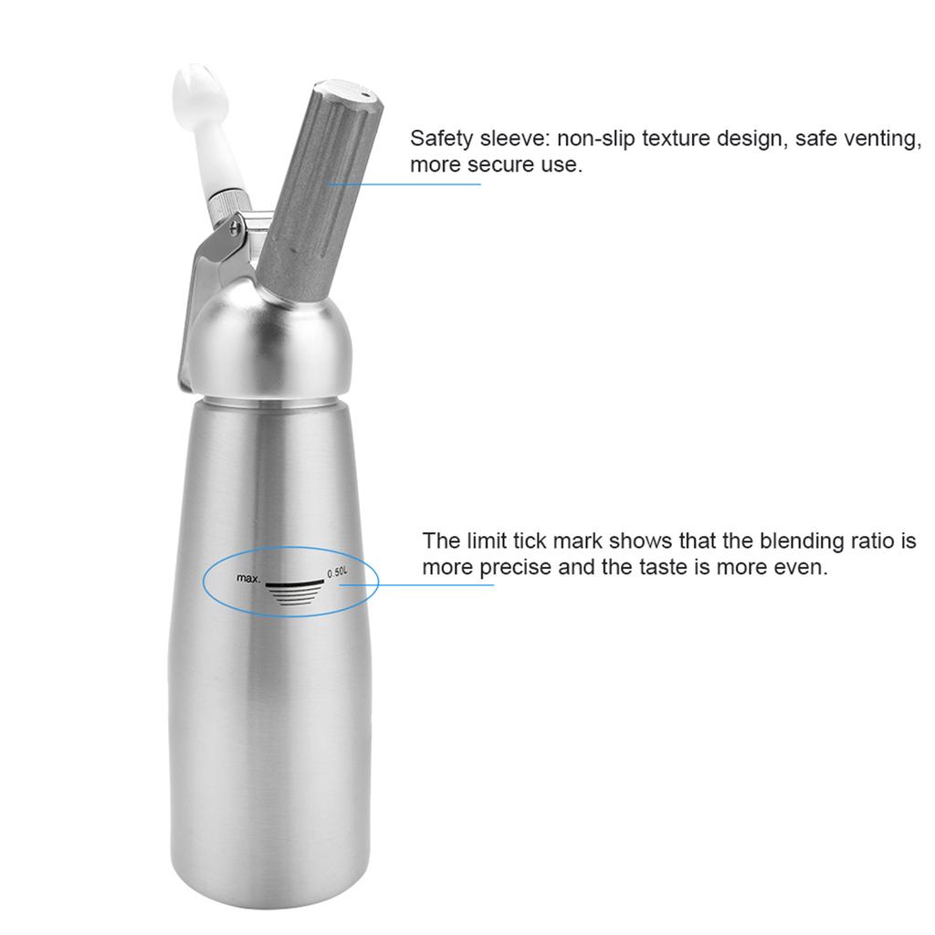 Алюминиевый дозатор для взбитых сливок с тремя насадками для кухни 1000 мл