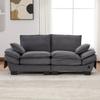 Modular Corduroy Sofa for 2 People with Wide Seat, Ergonomic Design, High-Density Foam Padding, USB-C Port. Ideal for Living Room. Dark Gray