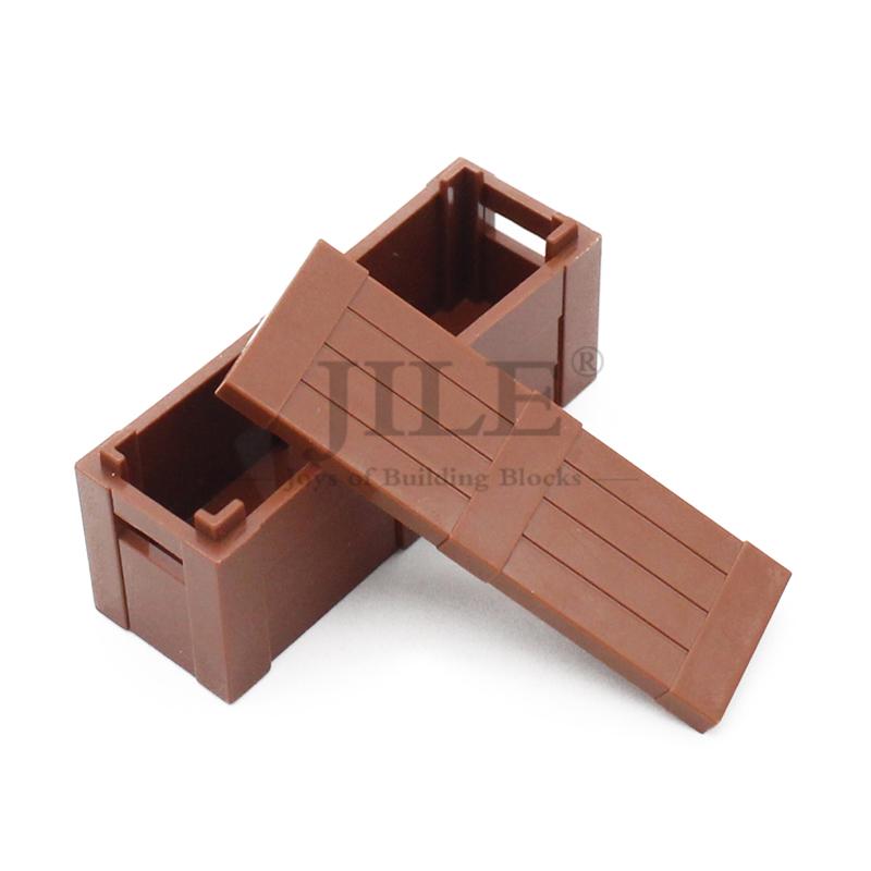 10 шт. Контейнер Moc Сокровище 2x6 Прямоугольный Деревянный Ящик DIY Строительные Кирпичики Городской Уличный Пейзаж Совместимые Собираемые Игрушки