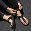 Fashion High Quality Summer Men Flip Flops Cow Leather Beach Slippers Fashion Flip Flops Soft Sole Trendy Comfortable Outside Slippers