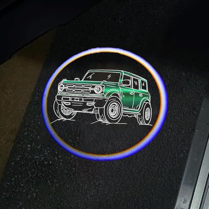 Good product2Packs Car Door Lights Car Door Shadow Lights Projector Welcome Courtesy Lights fit for Bronco Mustang Accessories -Blue