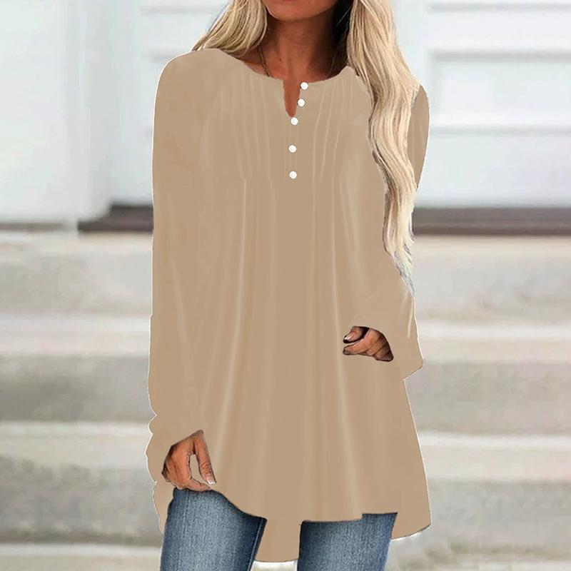 Женская вельветовая рубашка с длинным рукавом, V-образным вырезом, пуговицами, рюшами на груди и асимметричным подолом