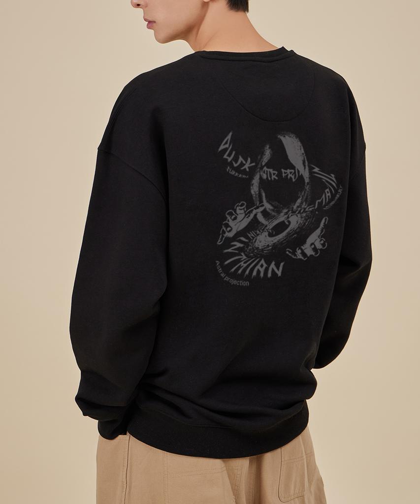 ASTRAL PROJECTION Ancient Monk Loose Fit Sweatshirt_Black
