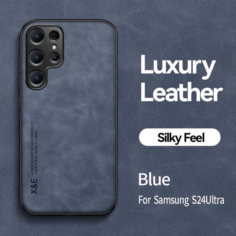 For Samsung Galaxy S24 Ultra 5G Case Magnetic Holder Leather Phone Case For Samsung S24 + Plus S 24 Ultra Shockproof Back Cover