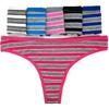 Women Sexy G-string Thongs Striped Cotton Low Rise Soft Women Underwear T-back Intimates Lingerie 6 Pcs