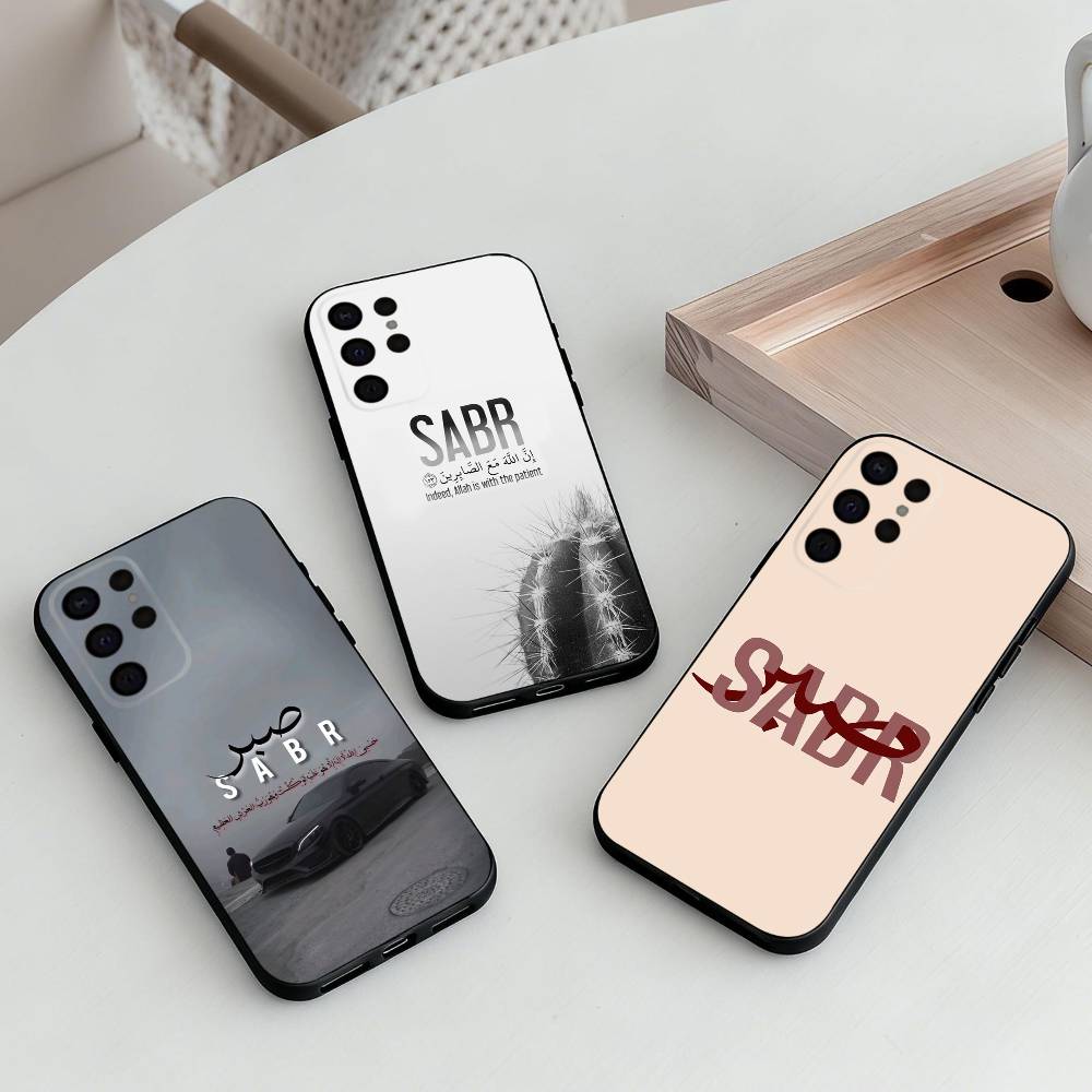 Q-Коран Сабр Ислам Терпение КРУТЫЙ Чехол для Телефона Для Samsung S25,S24,S21,S22,S23,S30,Ultra,S20,Plus,Других Мягкий Черный Чехол
