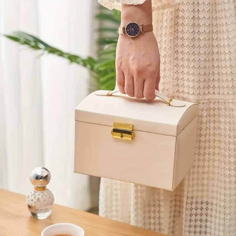 Ручная шкатулка для хранения ювелирных изделий с тремя ящиками, сережек, колец, ожерелий, шкатулка для хранения ювелирных изделий из искусственной кожи с замком-ключом безопасности