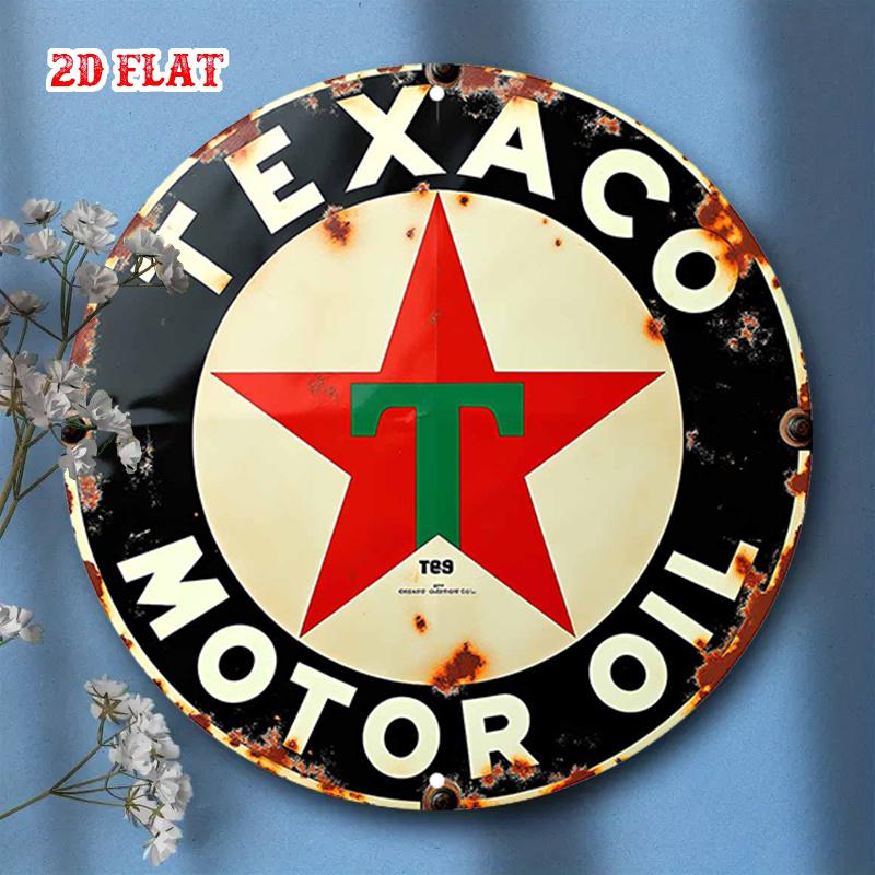 Vintage Texaco Metal Wall Sign D Flat Aluminum Retro Gas Station Decor for Garage Man Cave