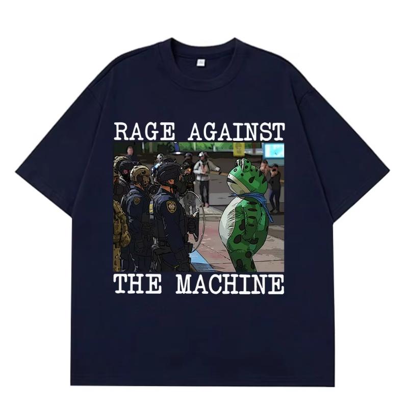 Portland Frog Protest Meme Frog Viral Meme Tshirt Unisexs Unisex 100 Cotton Hiphop Tshirts Shortsleeved Casual Loose Tshirts