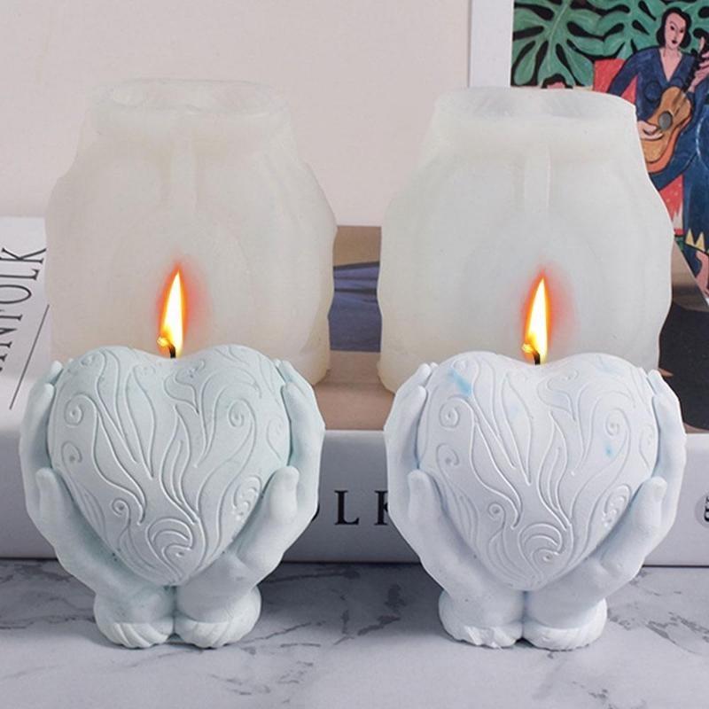 Holding Love In Hand Silicone Soap Mold Small Palm Love Candle Resin Plaster Mold Heart Chocolate Ice Cube Mould Home Decor Wedding Lover Gifts