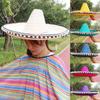 Украшения в гавайском стиле, шляпа для косплея на Хэллоуин, соломенная одежда, соломенная шляпа, мексиканская шляпа с помпоном
