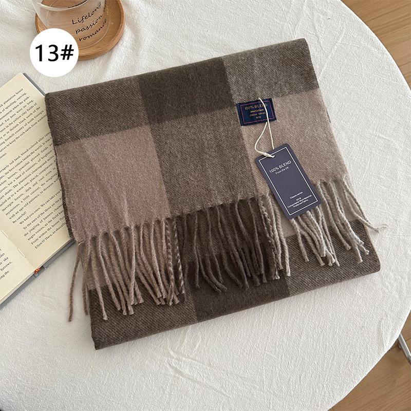 Autumn and Winter Color Blocked Plaid Scarf Winter Warm Scarf Warm and Versatile Plaid Scarf