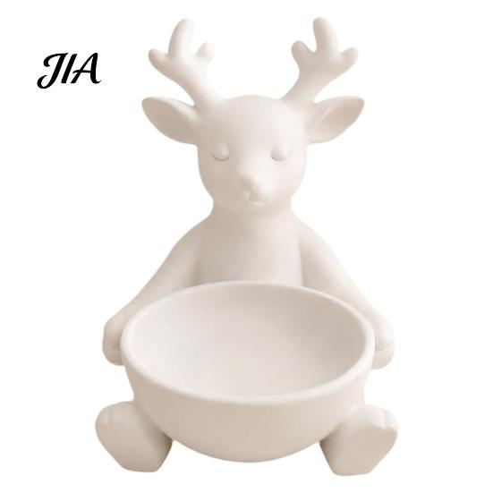 Small Accessory Organizer 3D Printed Reindeer Jewelry Tray, Unpainted White DIY Ring Dish Unique Birthday Present for Earrings Keys, Cute Christmas