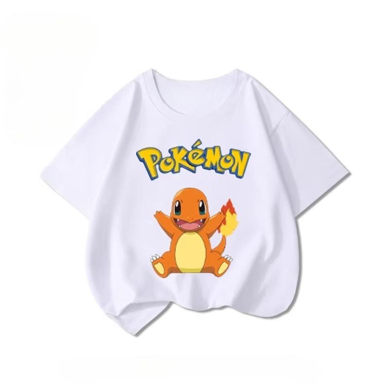 Potdemiel Summer New Pikachu Print Children's T-Shirt, Boys and Girls, Comfortable and Breathable Children's T-Shirt