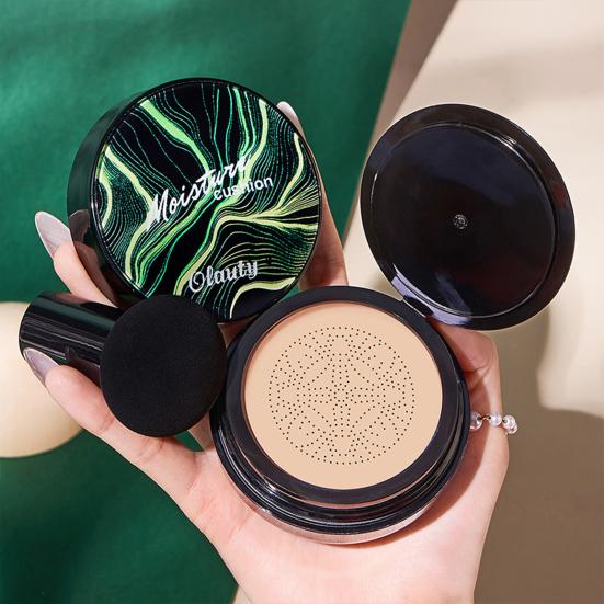 CC-крем с грибной пудрой-пуховкой, полноцветный корректирующий тональный крем, увлажняющий, стойкий, контролирующий жирность кожи, натуральный, легкий консилер