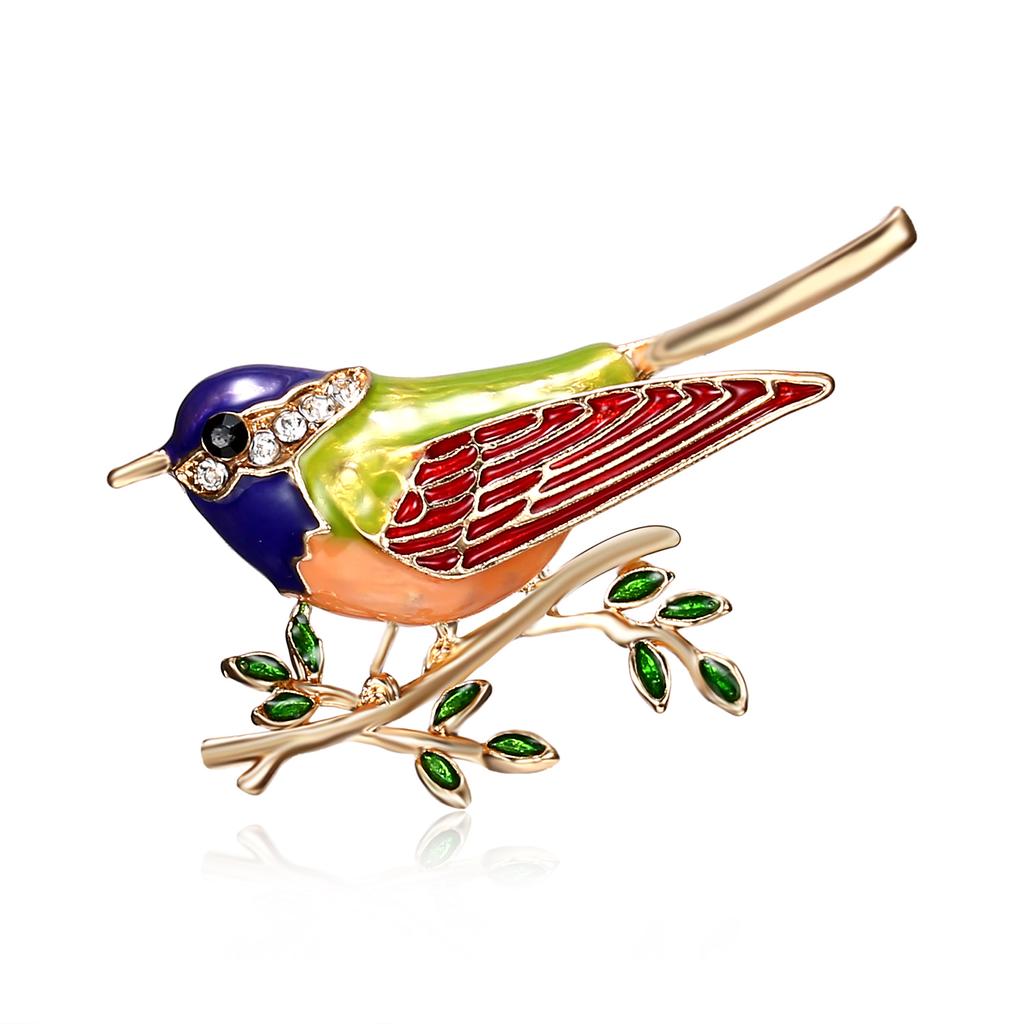 Rinhoo Enamel Flying Hummingbird Brooch Pins Women Animal Little Birds Tree Branch Eagle Rhinestone Badge Party Gifts Jewelry