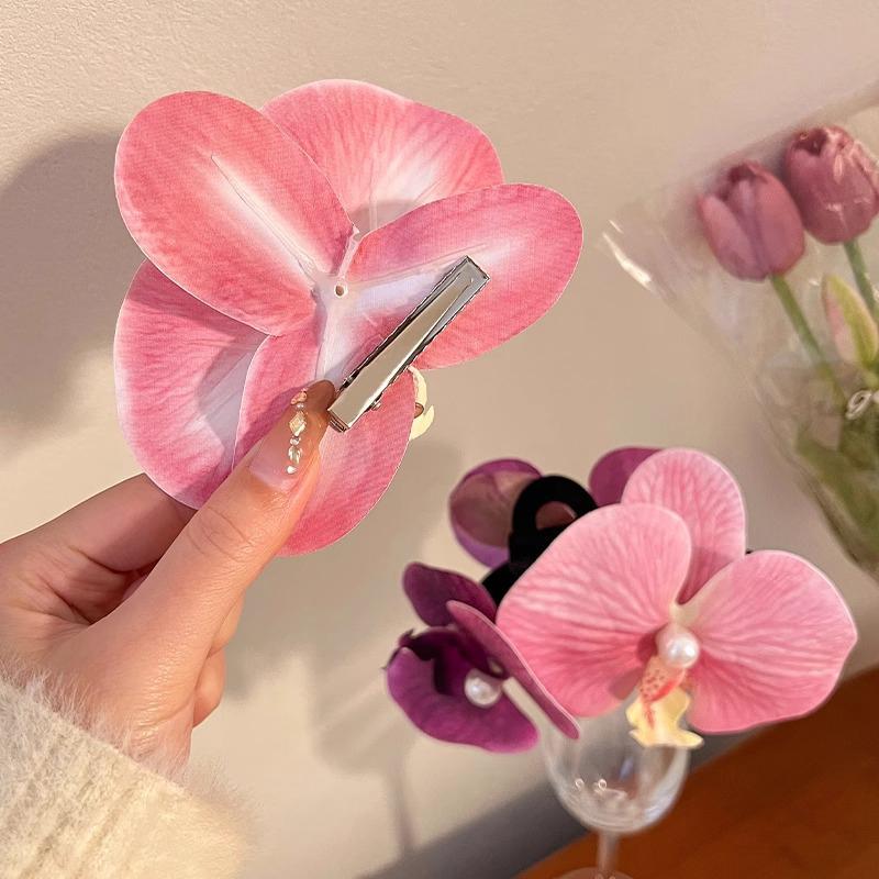 Заколка для волос в виде орхидеи для женщин, искусственные заколки для волос из цветов, симпатичные свадебные аксессуары для волос на боку, подарки