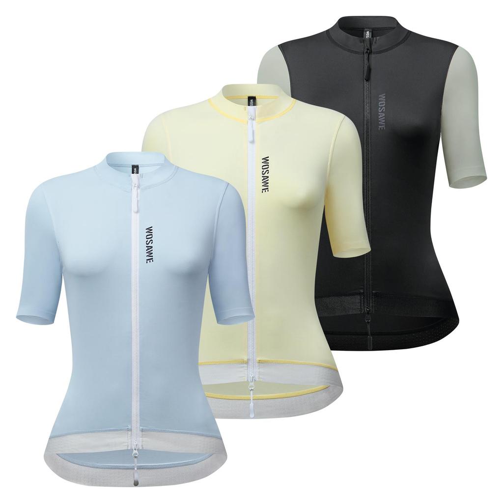 Wosawe Women's Mountain Bike Sports Fitness Simple Slim Quick Dry Breathable Cycling Short Sleeve Top