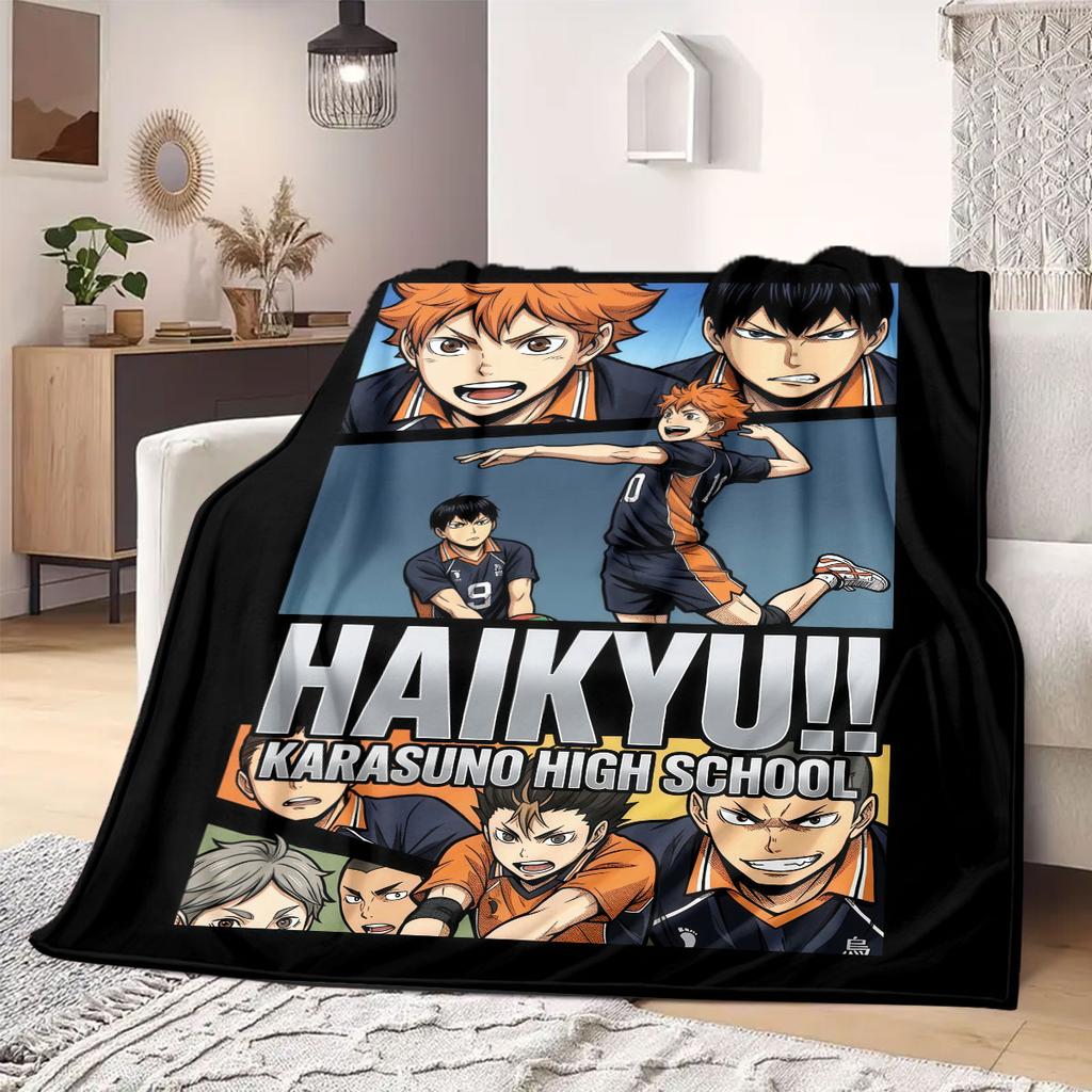 Haikyu Grand 2D Cartoon Flannel Blanket Beautiful Print Pattern for Bedrooms Sofas Beds Travel Picnic Blanket_LIAN