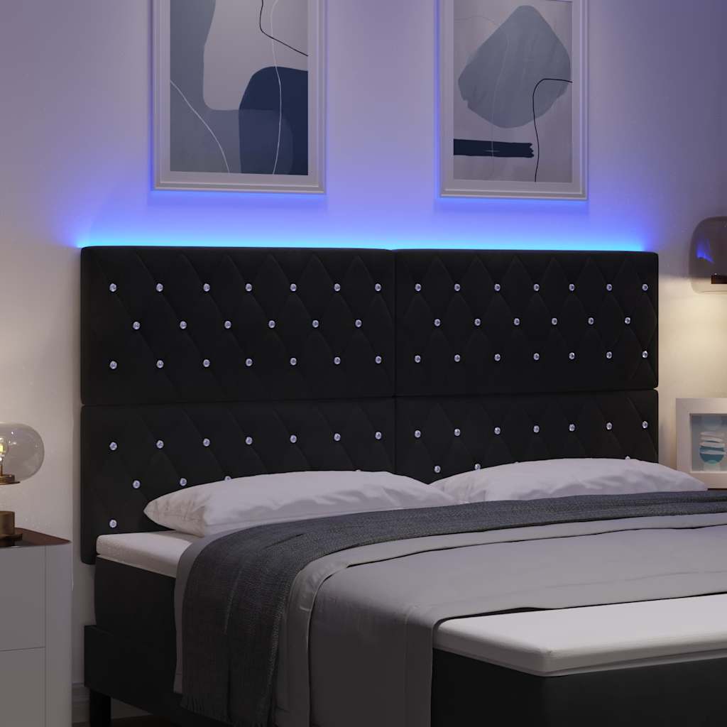 LED Headboard with LED Light Strips Black 180 cm Velvet