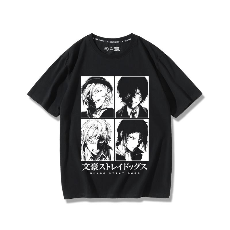 Футболка мужская из 100% хлопка с креативным принтом в стиле аниме «Bungo Stray Dogs», повседневная уличная модная мужская одежда для активного отдыха