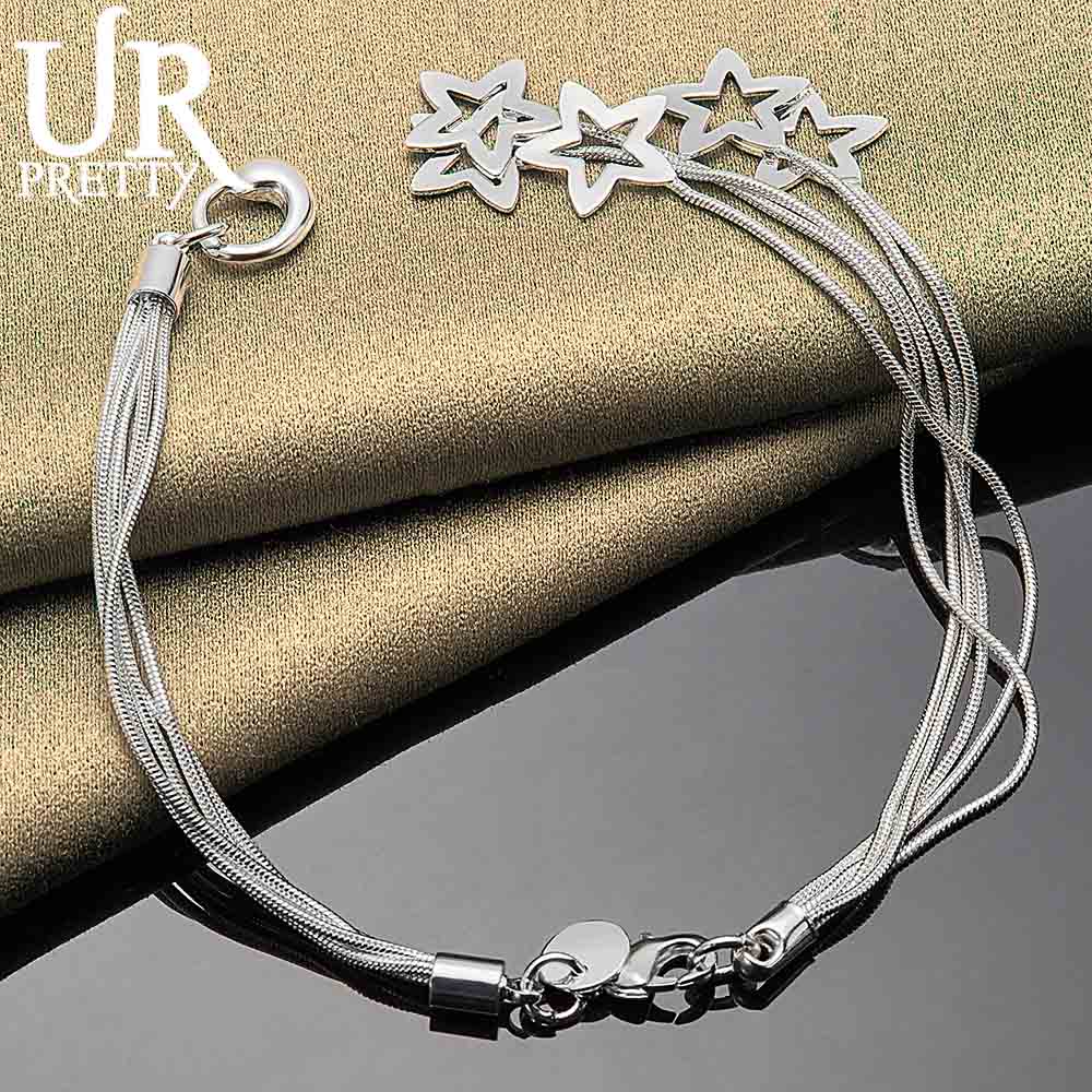 Браслет из пяти змей из стерлингового серебра 925 пробы с подвеской в виде звезды, модные свадебные украшения