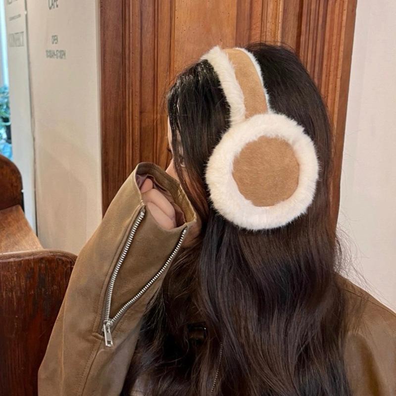 Зимние теплые наушники Maillard Brown Suede Plush Earamuffs Women, складные мягкие утолщенные наушники, милые простые аксессуары для ушей