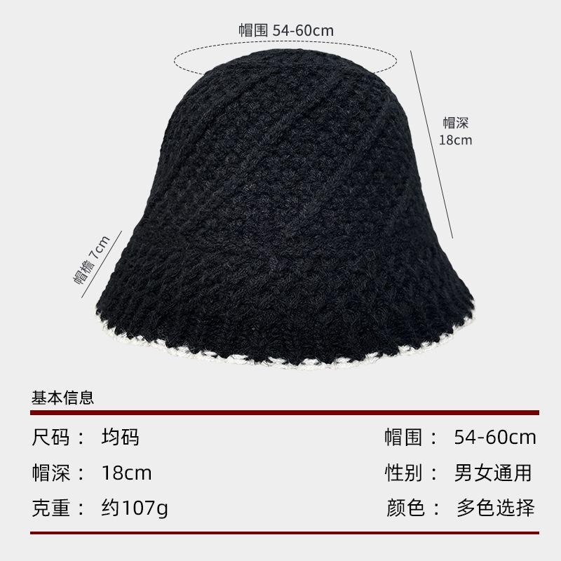 Детская осенне-зимняя вязаная шерстяная шляпа-панама 'Рыбацкая шляпа', студенческая теплая универсальная шляпа-ведро