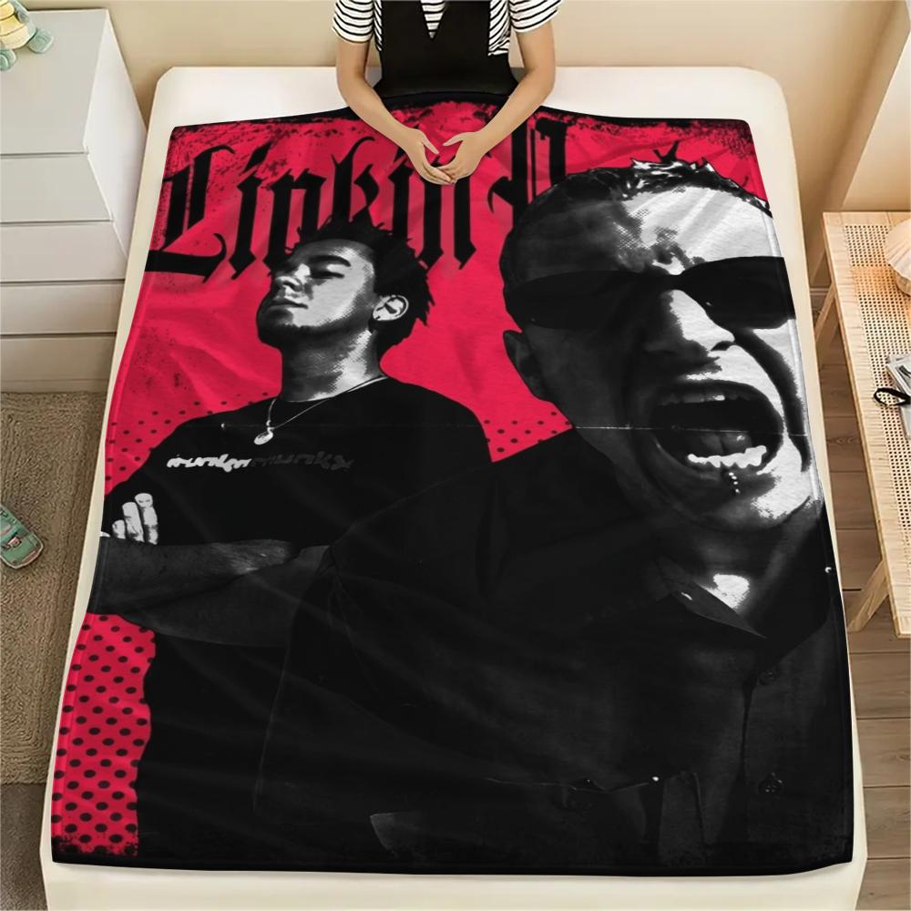 1PC Linkin Park Print Flannel Blanket, High quality Comfortable for All Seasons, Home Decor, Warmth and Comfort, Perfect for Christmas Gifts
