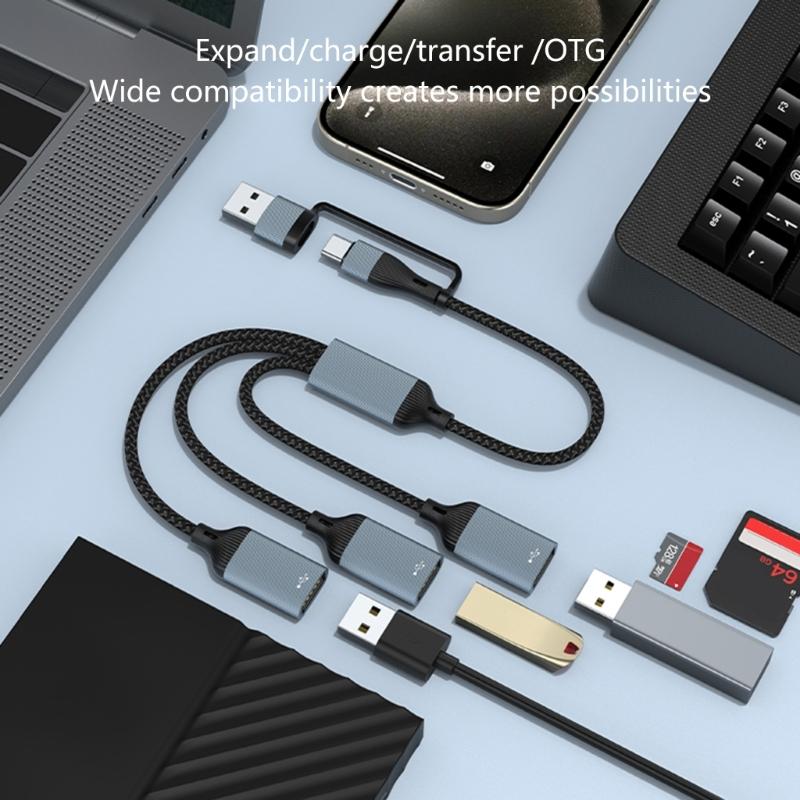 Адаптер USB Type C к USB 2.0 Адаптер Type C Папа к 3 USB 2.0 Мама Кабель-разветвитель Type C OTG Разъем для ноутбука