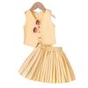 Children's Fashion Suit 2025 Summer Girls V-neck Sleeveless Coat Vest Pleated Skirt Two-piece Suit