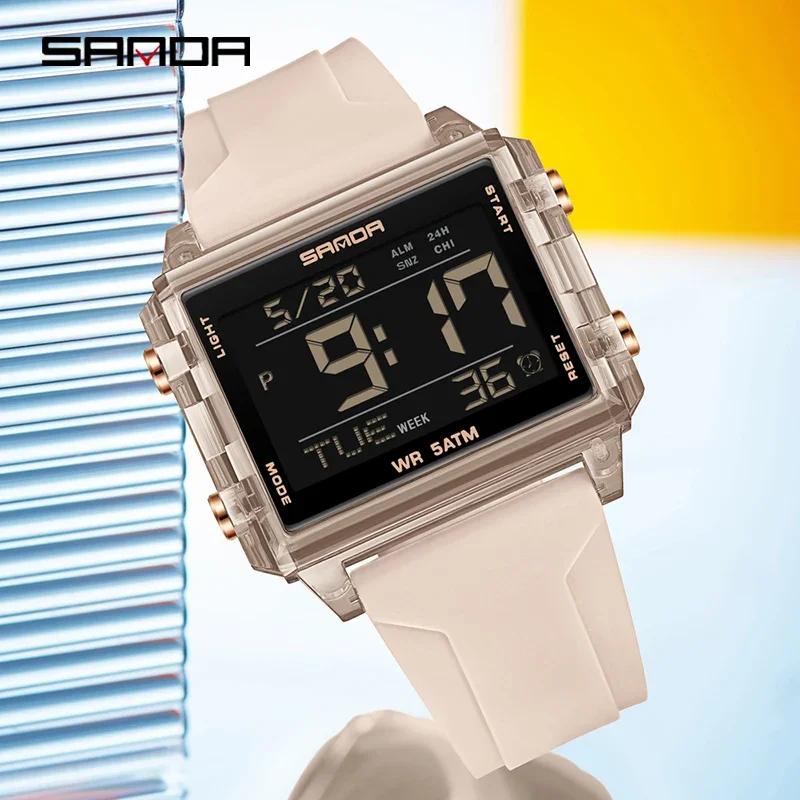 SANDA Топ Качественные Часы для Мужчин Цифровые Часы Спортивные LED Наручные Часы Мужские 50м Водонепроницаемые Часы Цифровая Подсветка Секундомер