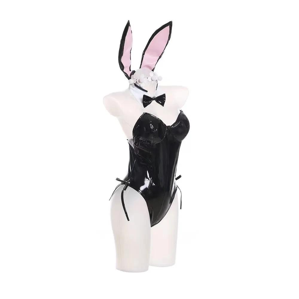 Кожаные костюмы унисекс для девочек из аниме Playboy Bunny Rem, костюмы для косплея на Хэллоуин, рождественские вечерние комплекты, униформа, костюмы