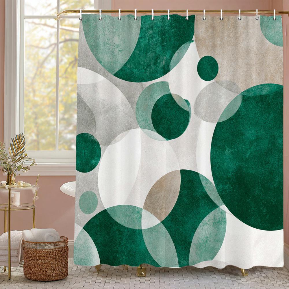 Современная геометрическая полукруглая графическая шторка для душа, Декоративная шторка для ванной комнаты, Водонепроницаемая шторка для душа с крючками