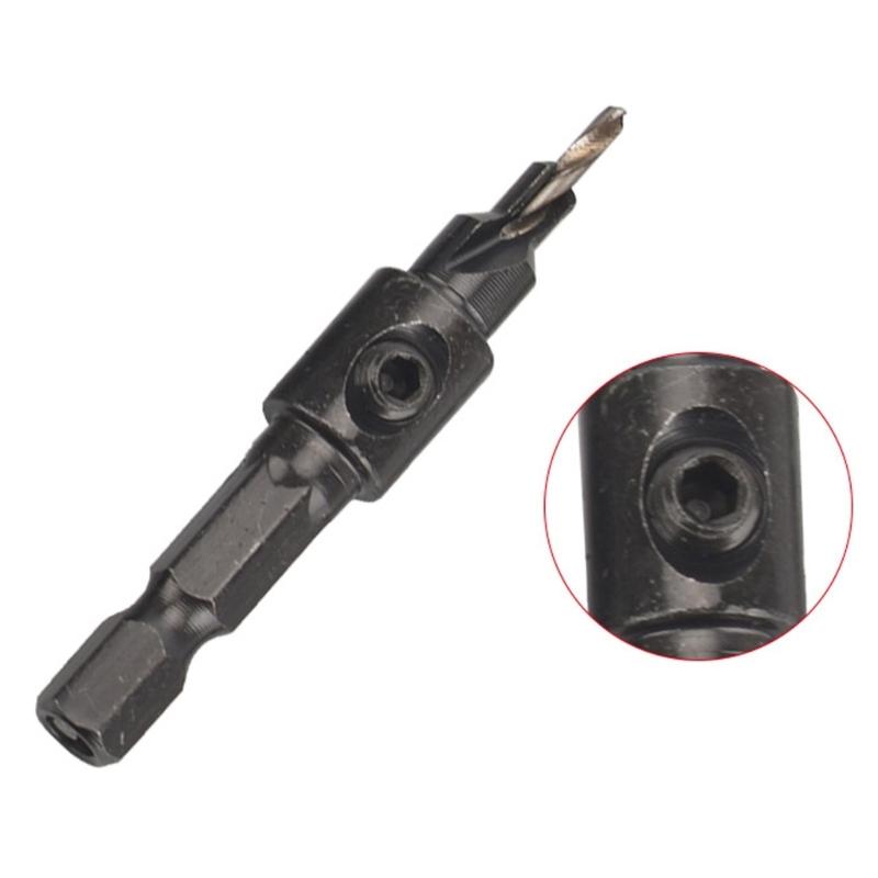 4Pcs 1/4inch Hex Shank Adjustable Countersink Drill Bit Set Replaceable Drill Bit Woodworking Countersink Drill Bit