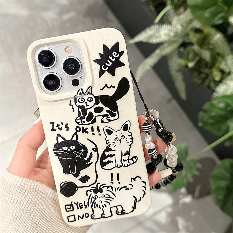 Чехол для iPhone Zhitai Apple 16 Pro: Совместим с iPhone 14/13/11/15/XR, Дизайн "Пшеничная ракушка", Цельный с браслетом