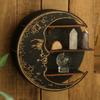 Wooden Crescent Moon Shelf Rustic Crystal Holder for Healing Stones and Essential Oils Wall-Mounted Crystal Shelf Display for Wall Decor Witchy Gifts